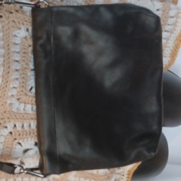 Margot Black Leather Robbie Fold-Over Crossbody Bag
